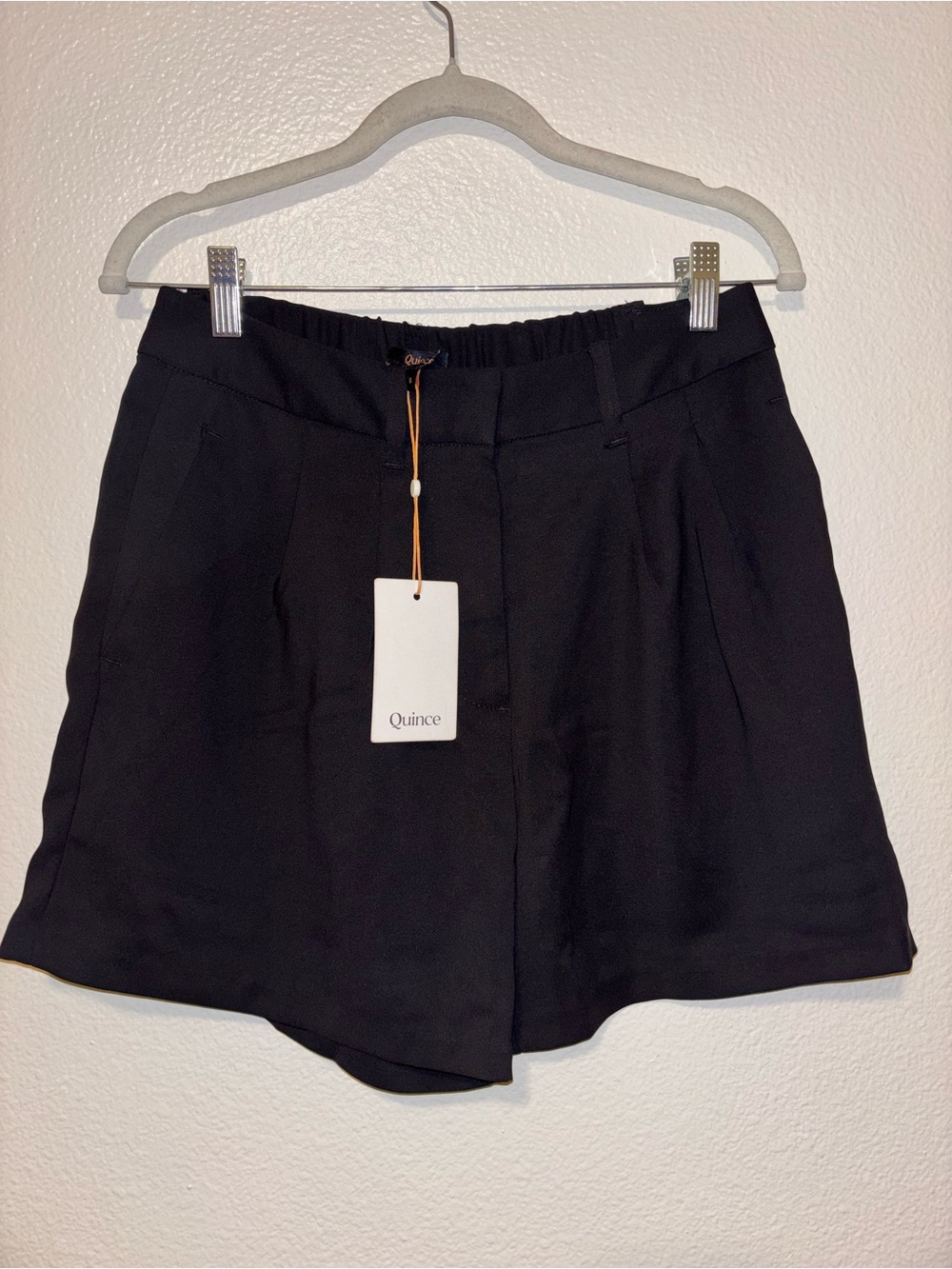 Quince Black High-Waist Tailored Shorts